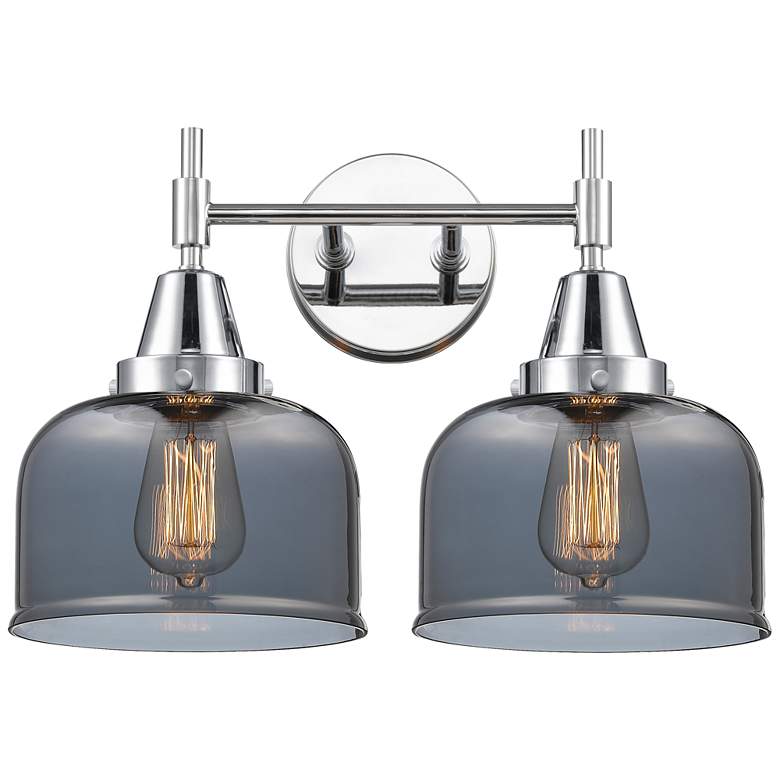 Image 1 Caden 17"W 2 Light Polished Chrome Bath Vanity Light w/ Plated Smoke S