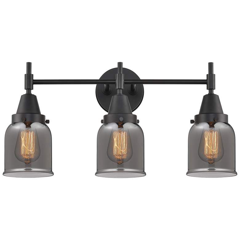 Image 1 Caden 23" Wide 3 Light Matte Black Bath Vanity Light w/ Plated Smoke S