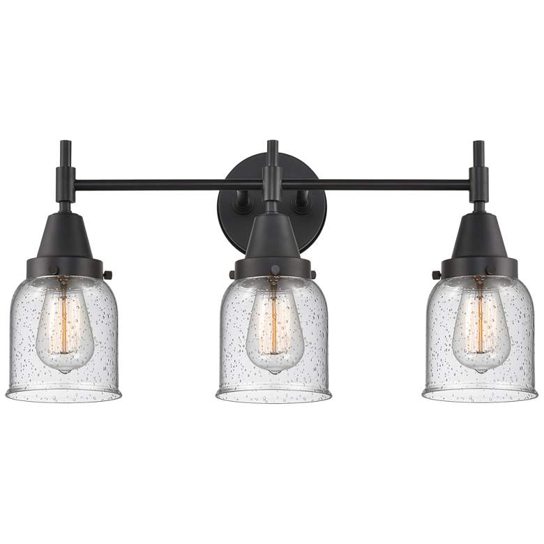 Image 1 Caden 23" Wide 3 Light Matte Black Bath Vanity Light w/ Seedy Shade