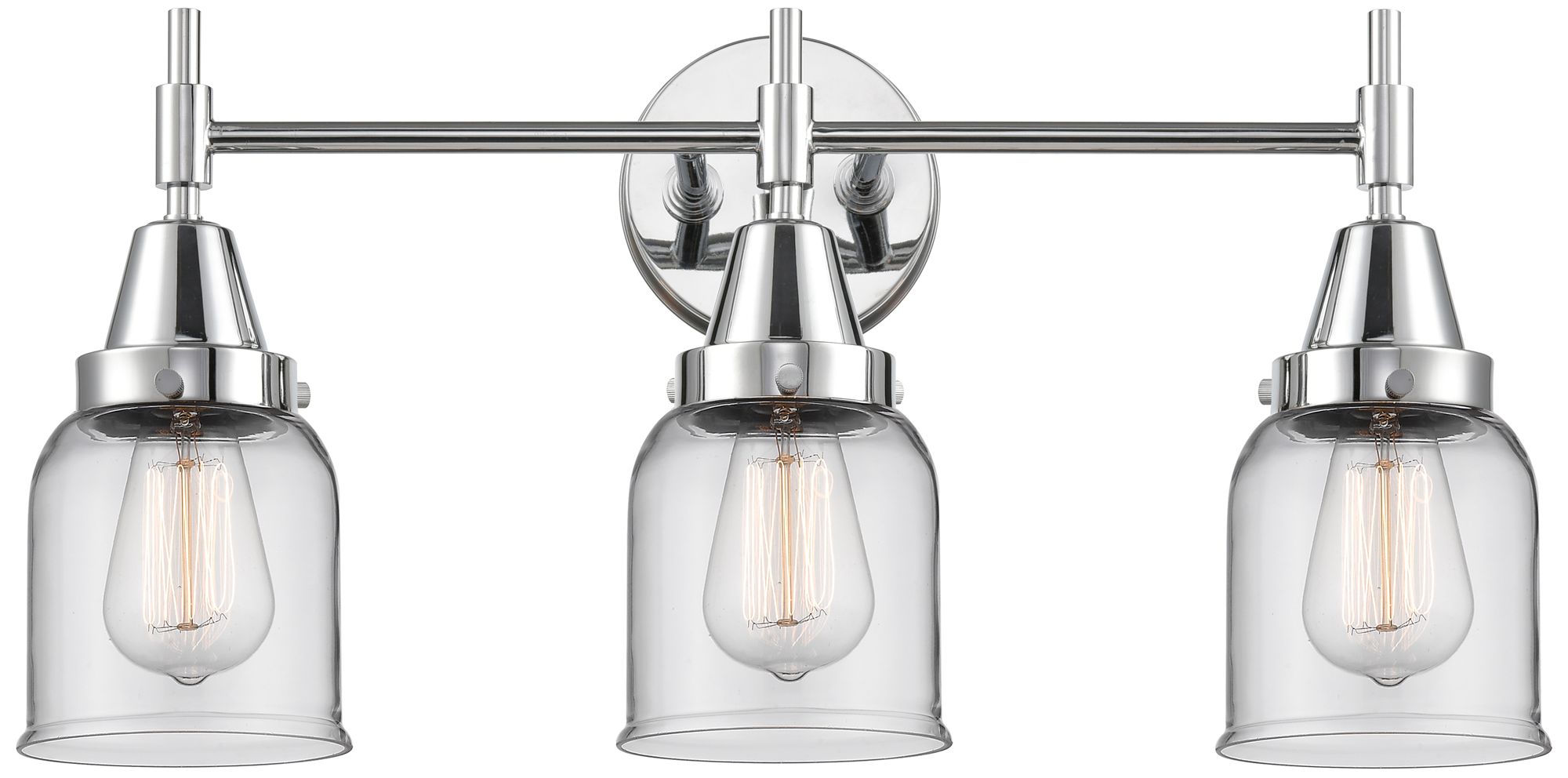 Caden 23" Wide 3 Light Polished Chrome Bath Vanity Light w/ Clear Shad