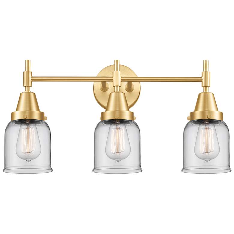 Image 1 Caden 23" Wide 3 Light Satin Gold Bath Vanity Light w/ Clear Shade