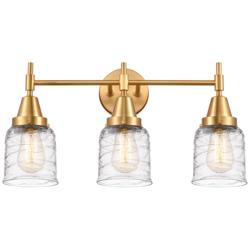 Caden 23" Wide 3 Light Satin Gold Bath Vanity Light w/ Deco Swirl Shad