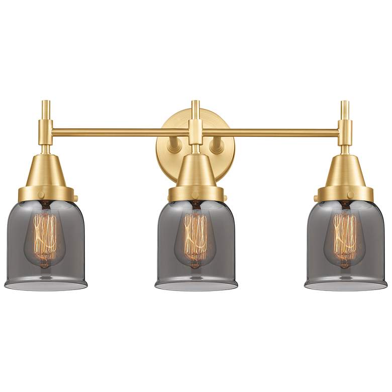 Image 1 Caden 23" Wide 3 Light Satin Gold Bath Vanity Light w/ Plated Smoke Sh