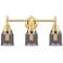 Caden 23" Wide 3 Light Satin Gold Bath Vanity Light w/ Plated Smoke Sh