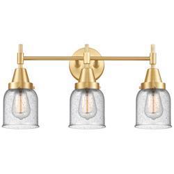 Caden 23" Wide 3 Light Satin Gold Bath Vanity Light w/ Seedy Shade