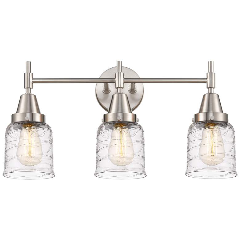 Image 1 Caden 23" Wide 3 Light Satin Nickel Bath Vanity Light w/ Deco Swirl Sh