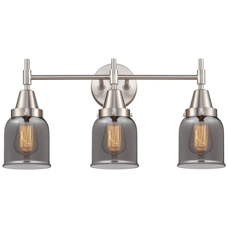 Image 1 Caden 23" Wide 3 Light Satin Nickel Bath Vanity Light w/ Plated Smoke