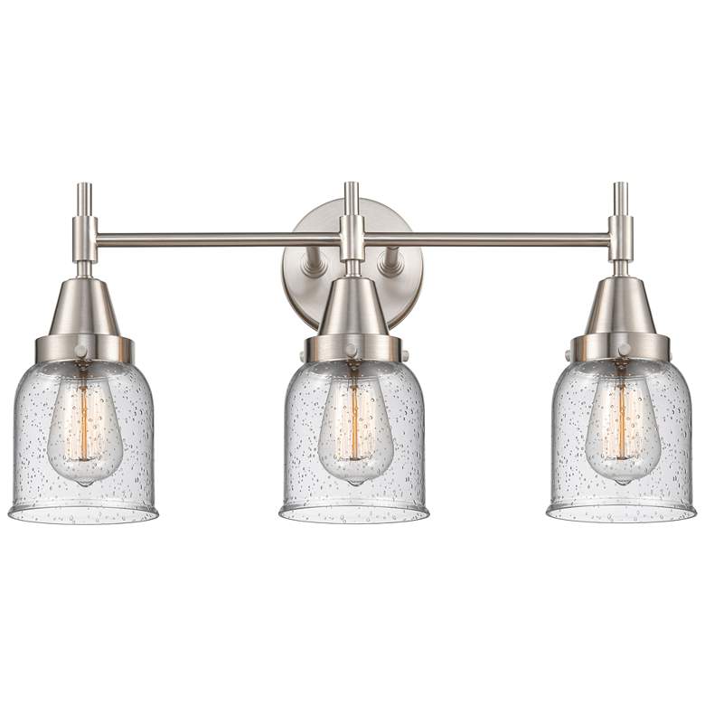 Image 1 Caden 23" Wide 3 Light Satin Nickel Bath Vanity Light w/ Seedy Shade