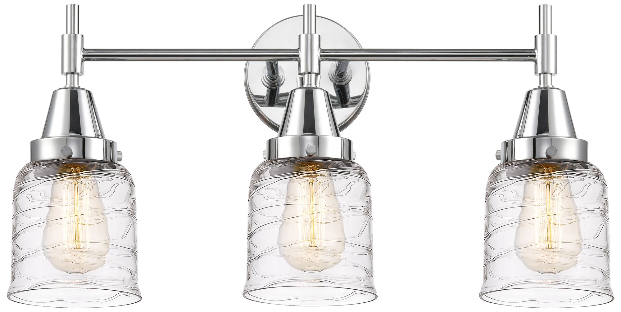 Caden 23"W 3 Light Polished Chrome Bath Vanity Light w/ Deco Swirl Sha