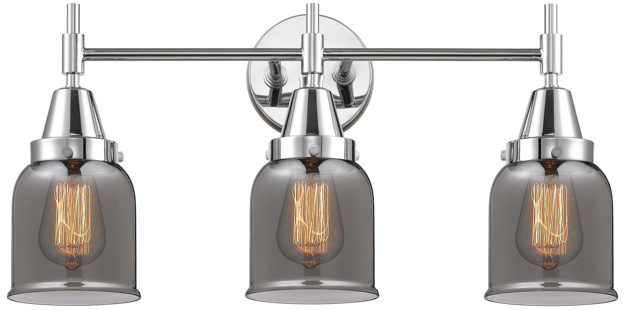 Caden 23"W 3 Light Polished Chrome Bath Vanity Light w/ Plated Smoke S