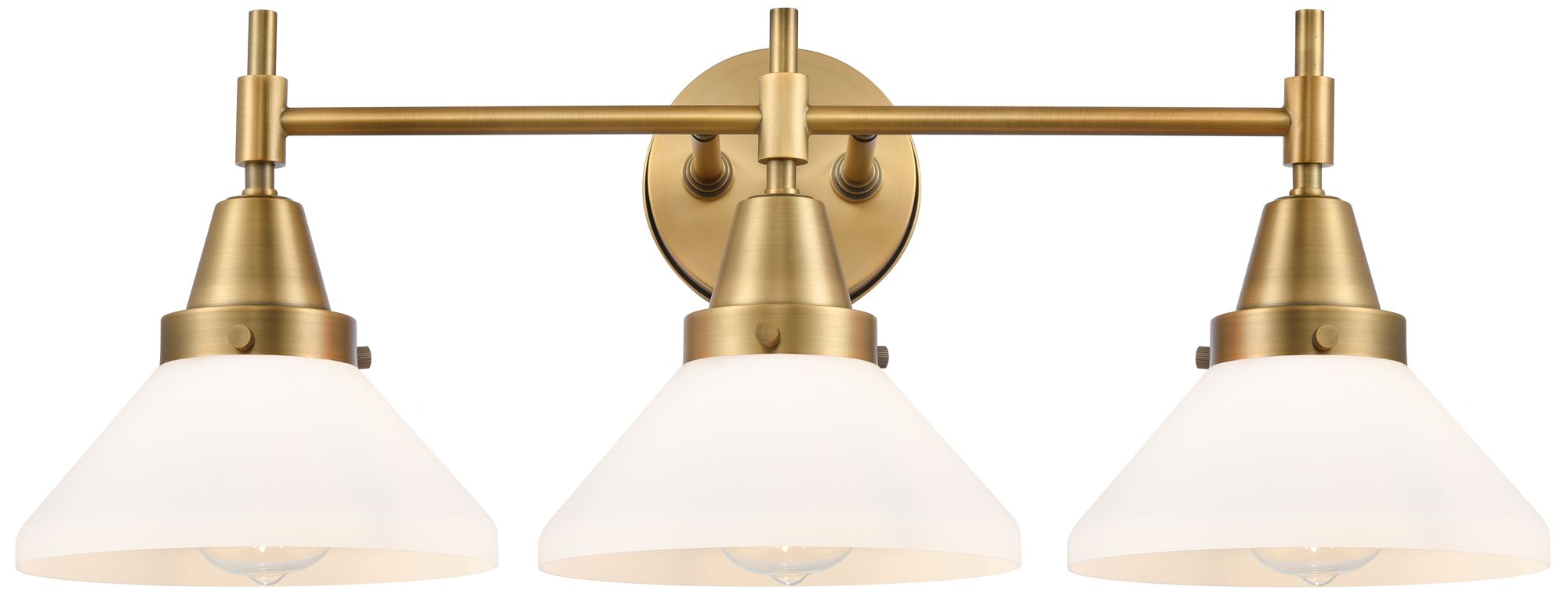 Caden 26" Wide 3 Light Brushed Brass Bath Vanity Light w/ Matte White
