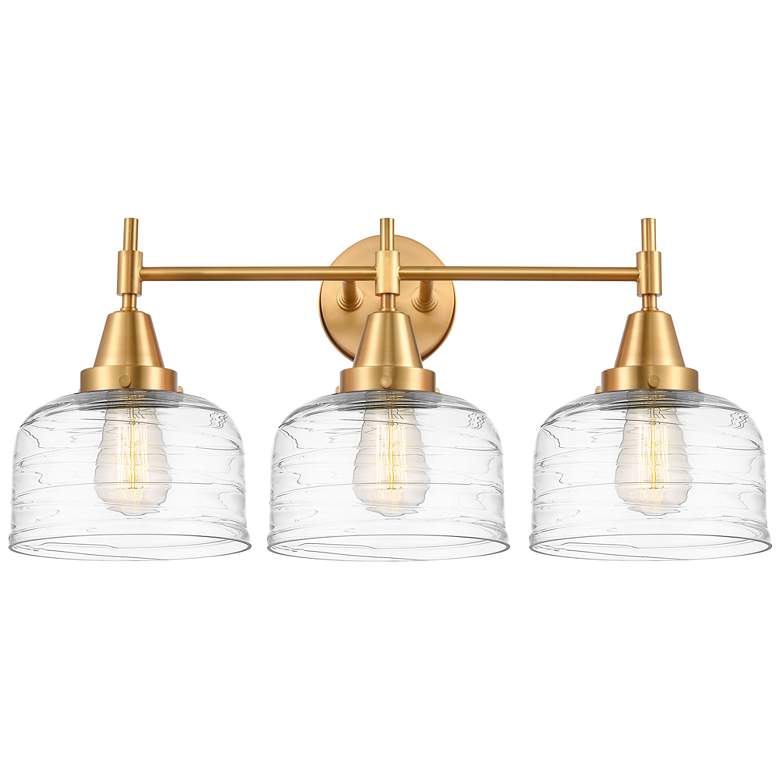 Image 1 Caden 26" Wide 3 Light Gold Bath Vanity Light w/ Deco Swirl Shade