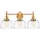 Caden 26" Wide 3 Light Gold Bath Vanity Light w/ Deco Swirl Shade