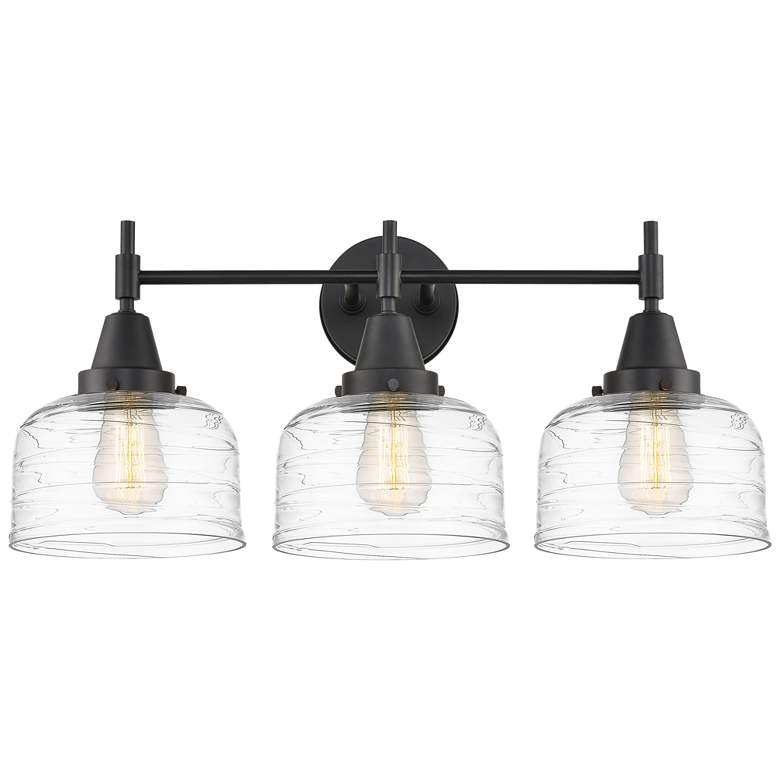 Image 1 Caden 26" Wide 3 Light Matte Black Bath Vanity Light w/ Deco Swirl Sha