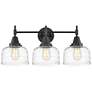 Caden 26" Wide 3 Light Matte Black Bath Vanity Light w/ Deco Swirl Sha