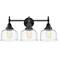 Caden 26" Wide 3 Light Matte Black Bath Vanity Light w/ Deco Swirl Sha