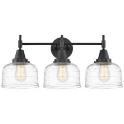 Caden 26" Wide 3 Light Matte Black Bath Vanity Light w/ Deco Swirl Sha