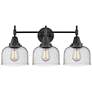 Caden 26" Wide 3 Light Matte Black Bath Vanity Light w/ Seedy Shade