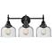 Caden 26" Wide 3 Light Matte Black Bath Vanity Light w/ Seedy Shade