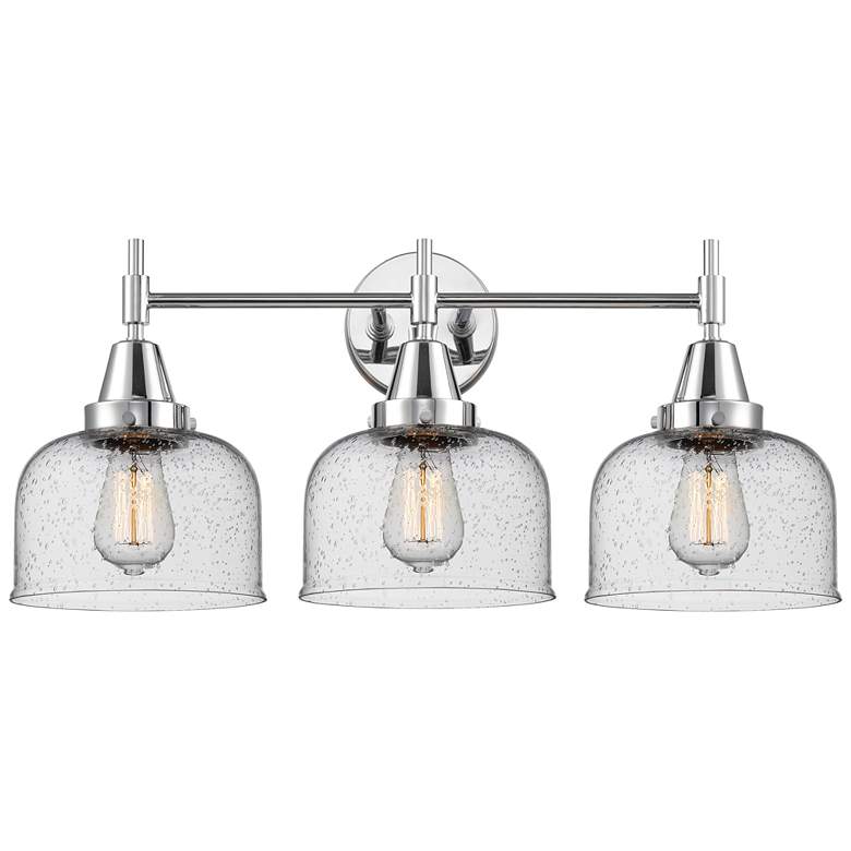 Image 1 Caden 26" Wide 3 Light Polished Chrome Bath Vanity Light w/ Seedy Shad