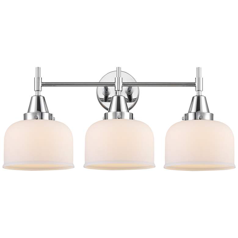 Image 1 Caden 26" Wide 3 Light Polished Chrome Bath Vanity Light w/ White Shad