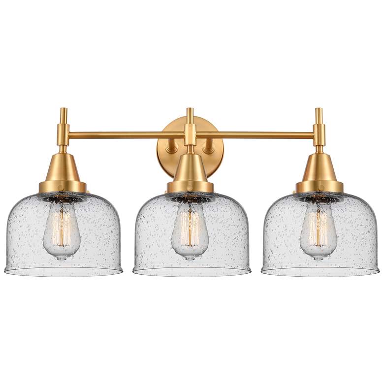 Image 1 Caden 26" Wide 3 Light Satin Gold Bath Vanity Light w/ Seedy Shade