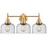 Caden 26" Wide 3 Light Satin Gold Bath Vanity Light w/ Seedy Shade