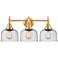 Caden 26" Wide 3 Light Satin Gold Bath Vanity Light w/ Seedy Shade