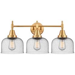 Caden 26" Wide 3 Light Satin Gold Bath Vanity Light w/ Seedy Shade
