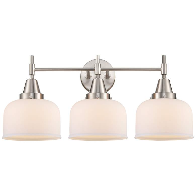 Image 1 Caden 26 inch Wide 3 Light Satin Nickel Bath Vanity Light w/ Matte White S