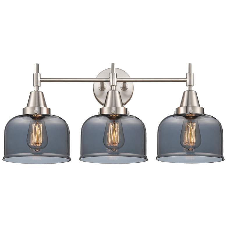 Image 1 Caden 26" Wide 3 Light Satin Nickel Bath Vanity Light w/ Plated Smoke