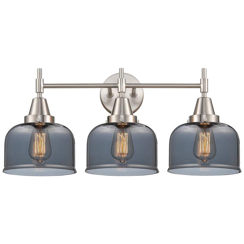 Image 1 Caden 26 inch Wide 3 Light Satin Nickel Bath Vanity Light w/ Plated Smoke 