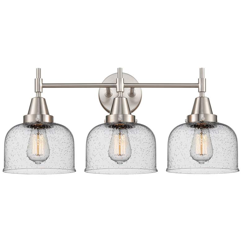 Image 1 Caden 26" Wide 3 Light Satin Nickel Bath Vanity Light w/ Seedy Shade