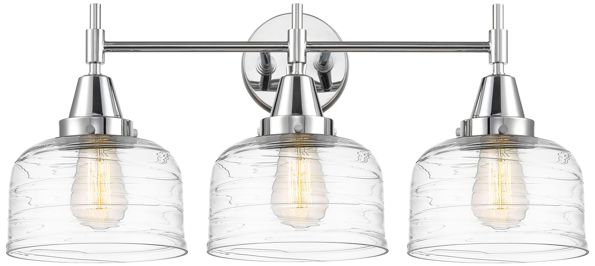 Caden 26"W 3 Light Polished Chrome Bath Vanity Light w/ Deco Swirl Sha