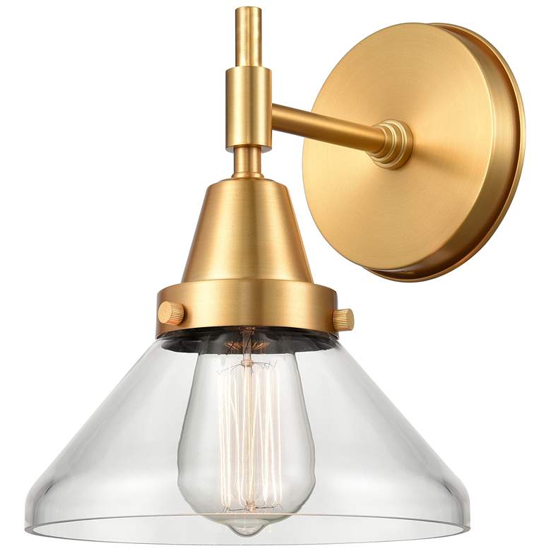 Image 1 Caden 9.25 inch High Satin Gold Sconce w/ Clear Shade