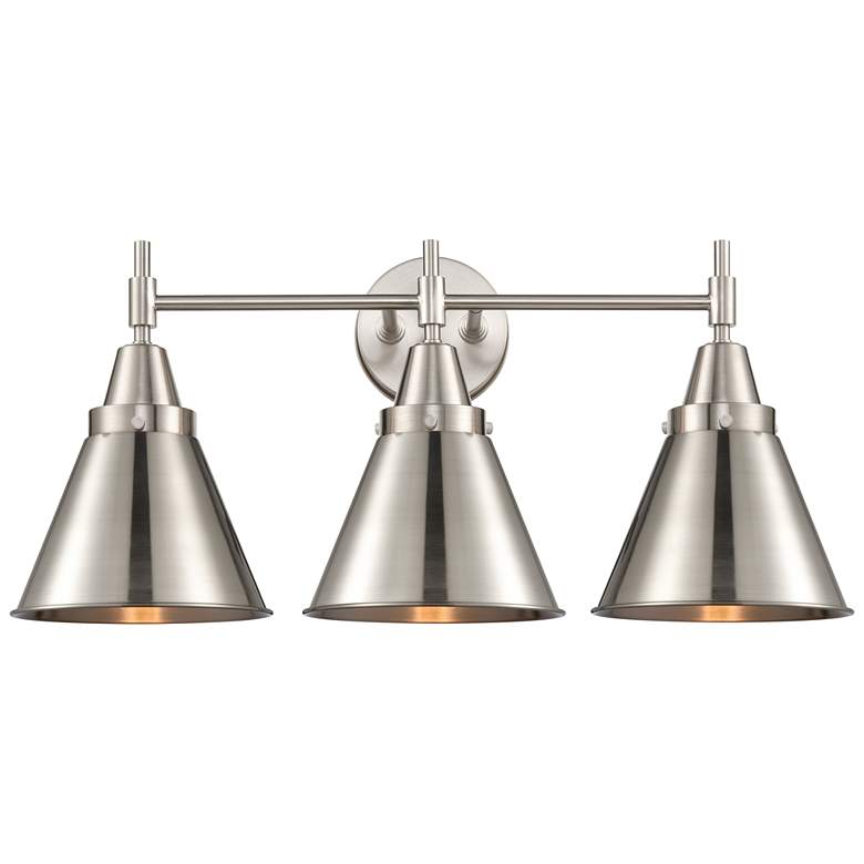 Image 1 Caden Appalachian 26 inchW 3 Light Satin Nickel Bath Light w/ Nickel Shade