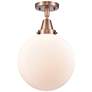 Caden Beacon 10" Flush Mount - Antique Copper - Matte White Shade