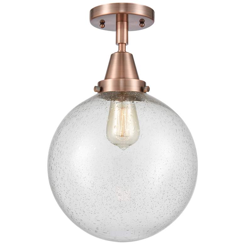 Image 1 Caden Beacon 10" Flush Mount - Antique Copper - Seedy Shade