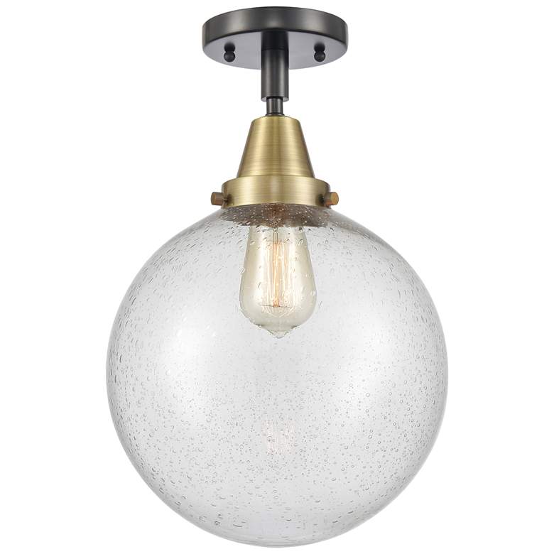 Image 1 Caden Beacon 10" Flush Mount - Black Antique Brass - Seedy Shade