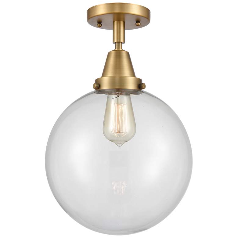 Image 1 Caden Beacon 10" Flush Mount - Brushed Brass - Clear Shade
