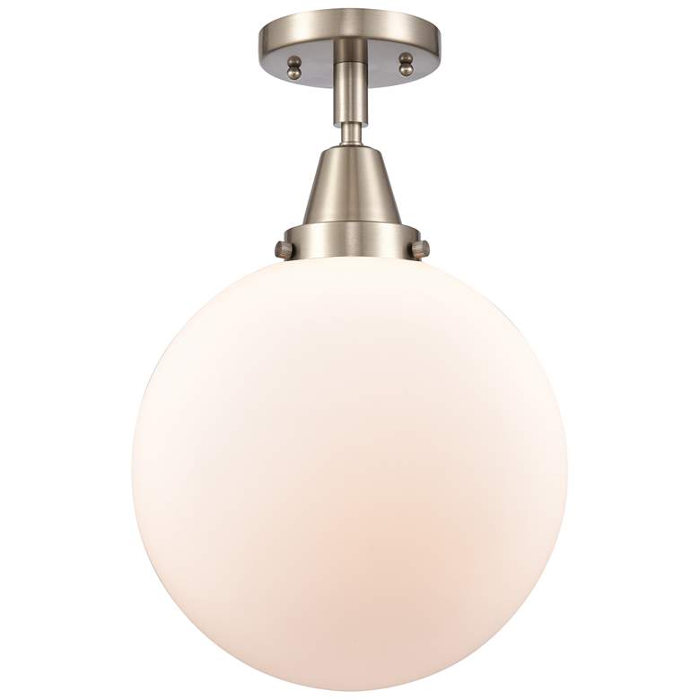 Image 1 Caden Beacon 10" Flush Mount - Brushed Satin Nickel - Matte White Shad