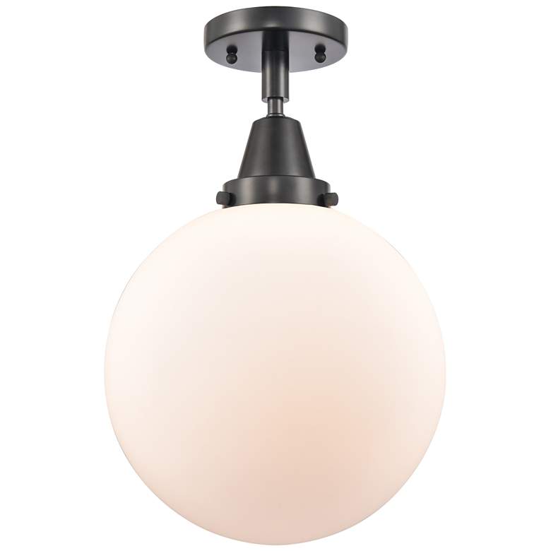 Image 1 Caden Beacon 10" Flush Mount - Matte Black - Matte White Shade