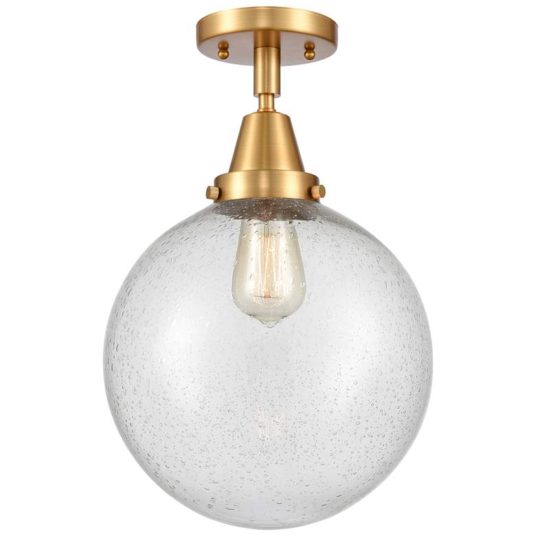 Image 1 Caden Beacon 10" Flush Mount - Satin Gold - Seedy Shade
