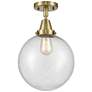 Caden Beacon 10" LED Flush Mount - Antique Brass - Seedy Shade