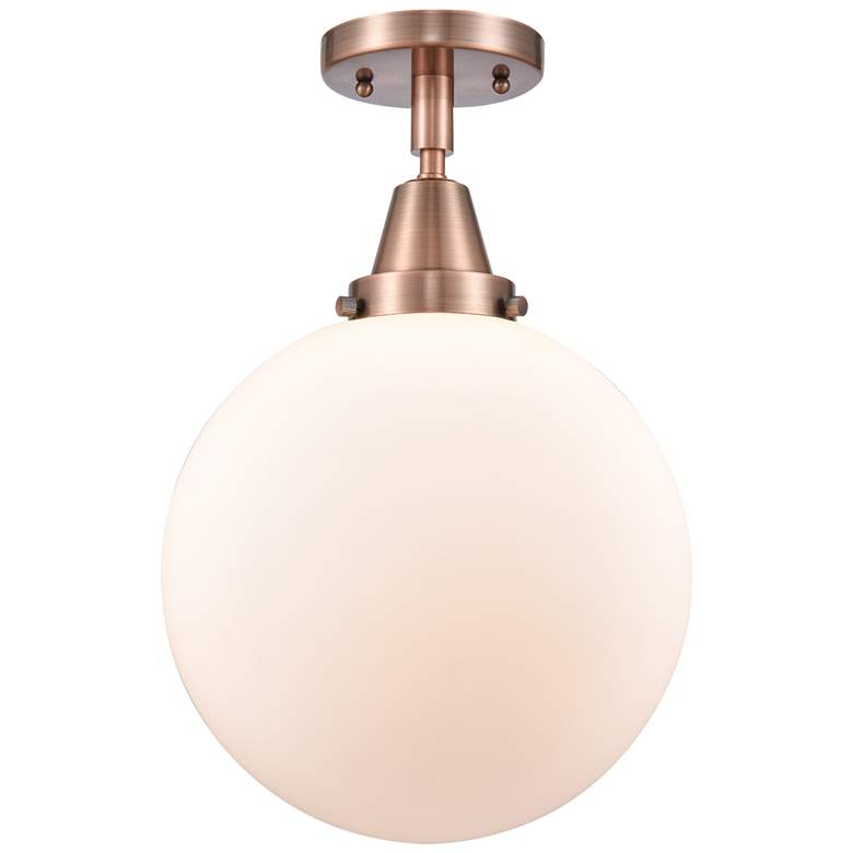 Image 1 Caden Beacon 10" LED Flush Mount - Antique Copper - Matte White Shade