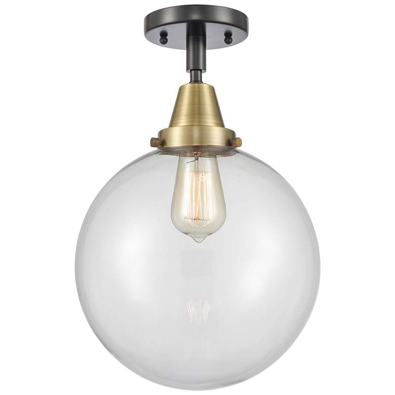 Image 1 Caden Beacon 10" LED Flush Mount - Black Antique Brass - Clear Shade