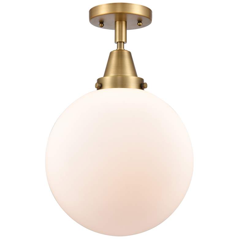 Image 1 Caden Beacon 10" LED Flush Mount - Brushed Brass - Matte White Shade