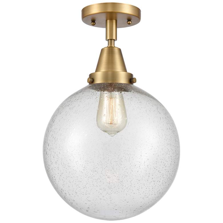 Image 1 Caden Beacon 10" LED Flush Mount - Brushed Brass - Seedy Shade
