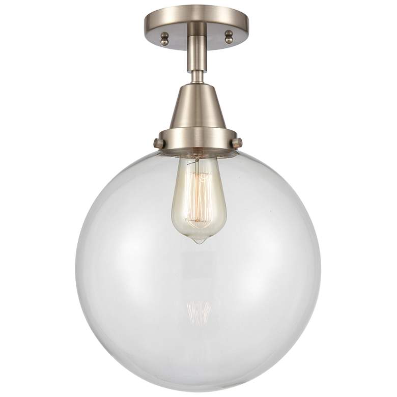 Image 1 Caden Beacon 10" LED Flush Mount - Brushed Satin Nickel - Clear Shade