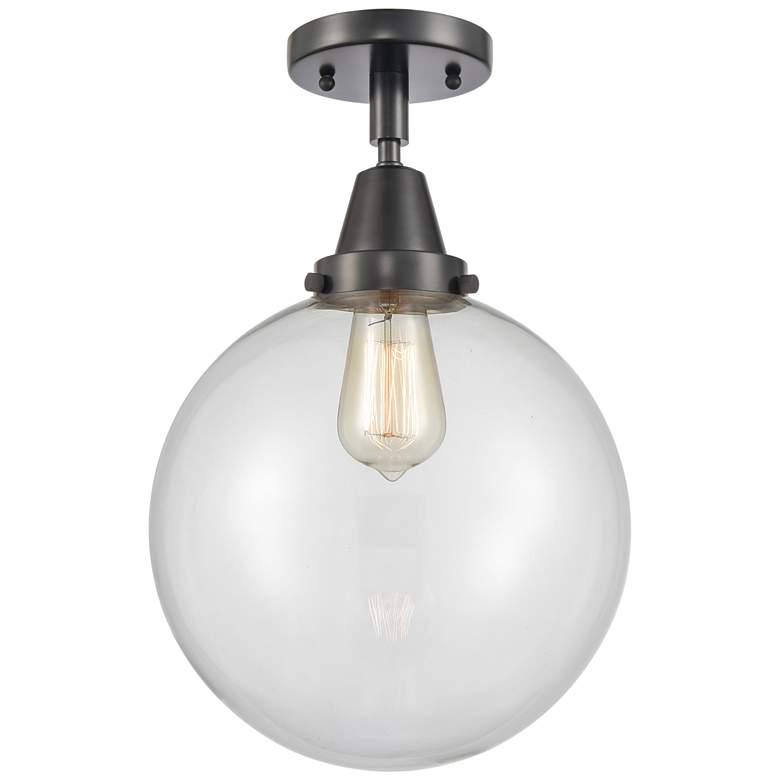 Image 1 Caden Beacon 10" LED Flush Mount - Matte Black - Clear Shade
